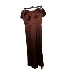 Elegant Brown Off-Shoulder Dress‎
